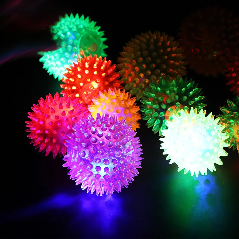 Dog Squeaky Toys Flash Ball Jumping Ball Spike Ball Luminous Massage Ball Pet Toys Colorful Soft Pet Puppy мяч для собак