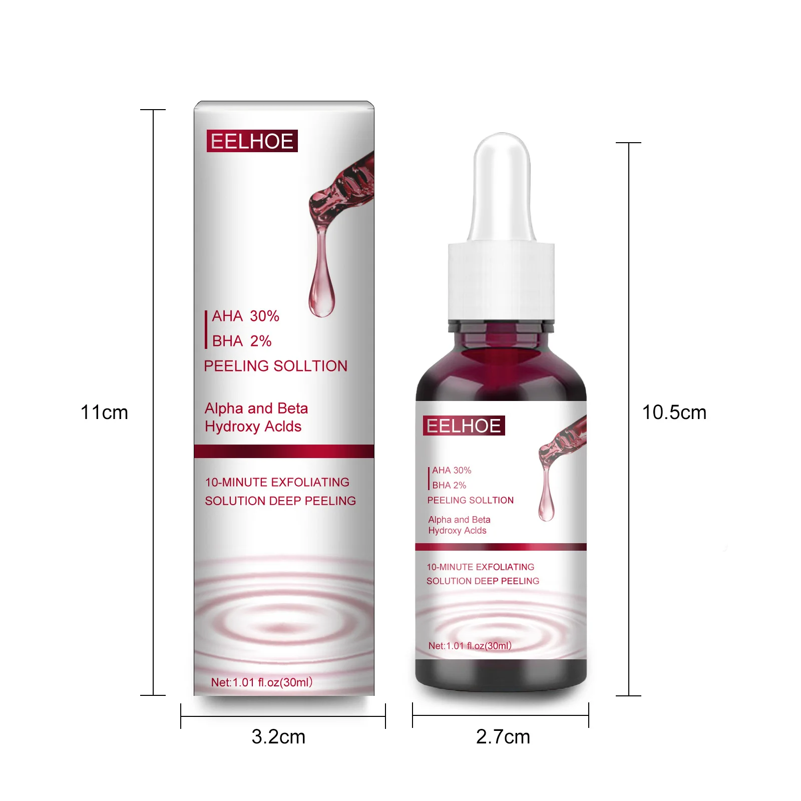 Description Picture 2 of itemFace Peeling Solution AHA 30% + BHA 2% Fruit Acid Salicylic Acid Acne Treatment Serum Hyaluronic Acid Repair Face Skin Care 30ml