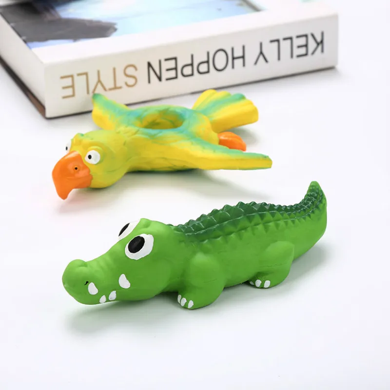 Interesting Crocodile Latex Bite Resistant Cat and Dog Toys PVC French Bulldog Send Out Sound Pet Toys