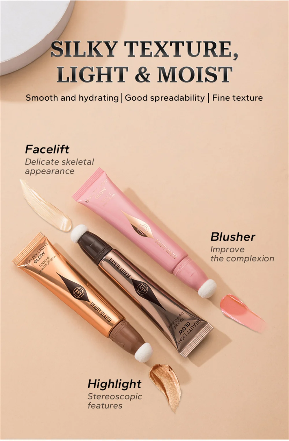 Description Picture 4 of itemLiquid Blush Highlighter Multifunctional Long-Lasting Face Pigmentation Lightweight Silky Texture Natural Water-Proof Blusher