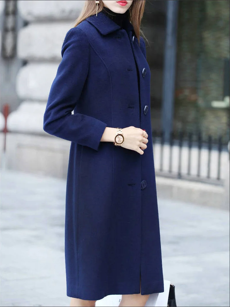 Description Picture 6 of itemNew Autumn Winter Women Fashion Coat Warm Pure Color Long Jacket Ladies Outwear Slim High Quality Clothing