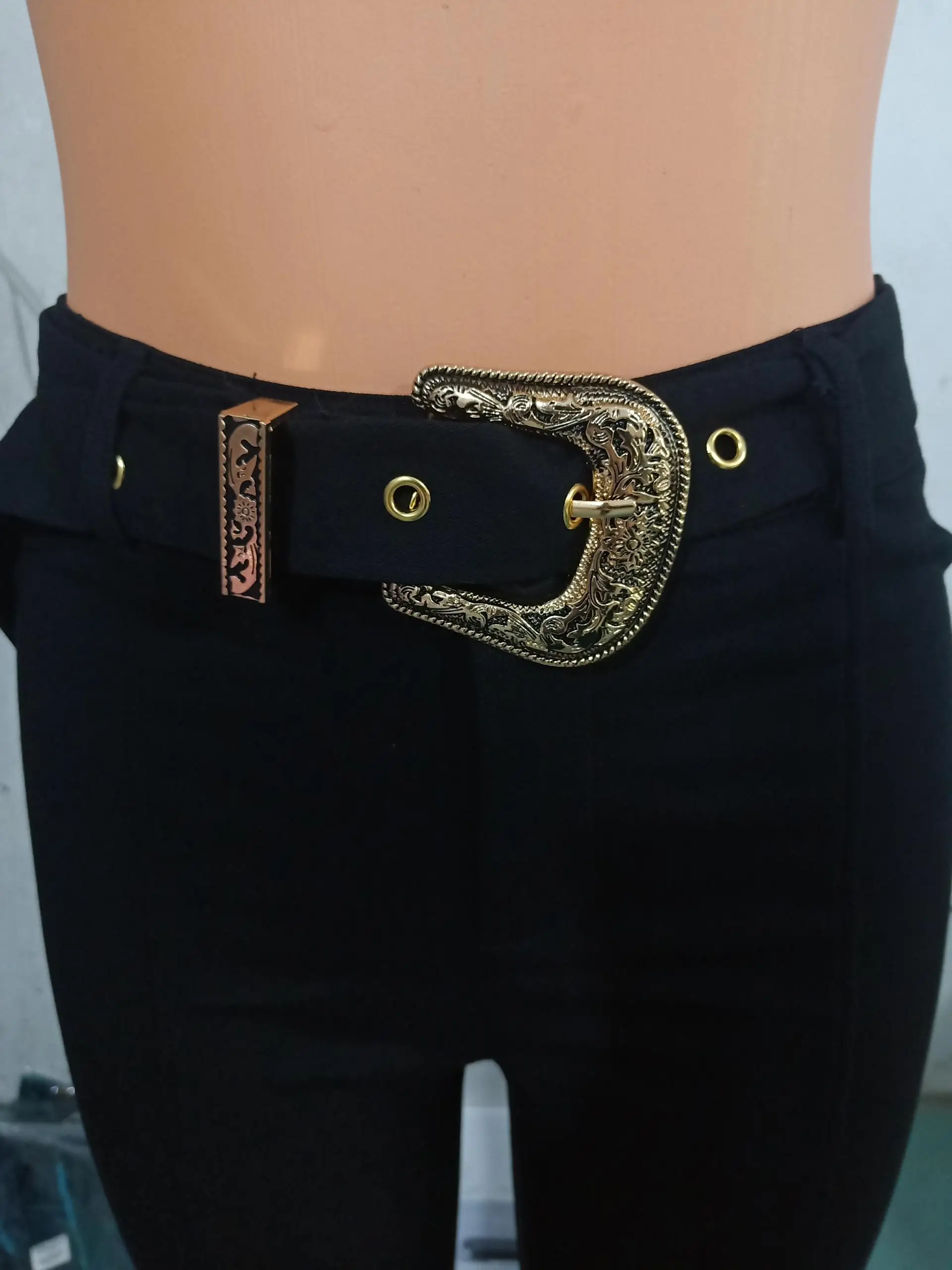 Description Picture 3 of itemWomen's Pants 2023 Spring Trend Fashion High Waist Pocket Design Casual Plain Skinny Daily Long Pants with Belt