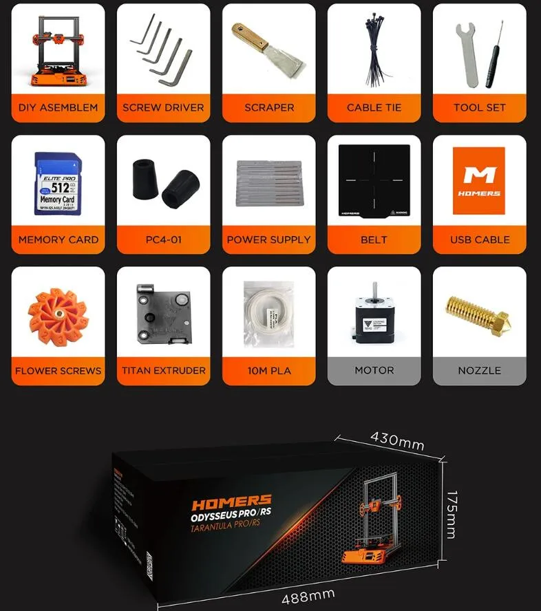 Description Picture 5 of itemHOMERS ODYSSEUS TARANTULA RS 3D PRINTER DIY KITS AC BED/TMC2208/TOUCHSCREEN/32BIT MAINBOARD/WIFI