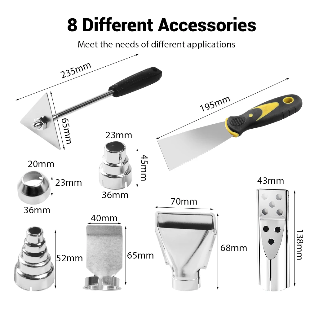 Heat Guns,2000W 110V Fast Heat/Overload Protection/Heavy Duty Hot Air Gun Kit Variable Temperature Control Overload Protection