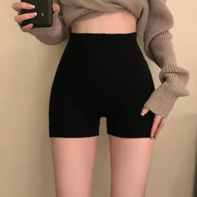 Description Picture 4 of itemAutumn Winter Short Leggings Woolen Knit s Women's  Thick High Waist Sweater  Pant Pantalones Cortos De Mujer