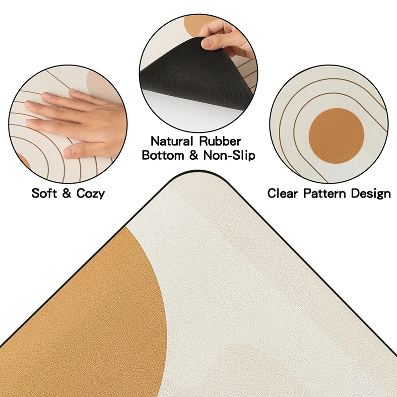 Description Picture 5 of item1Pcs Boho Pet Feeding Mat for Dogs Cats Food and Water Bowl Dispenser Pad 15.7*23.6 Inch Non Slip Absorbent Quick Dry Placemat