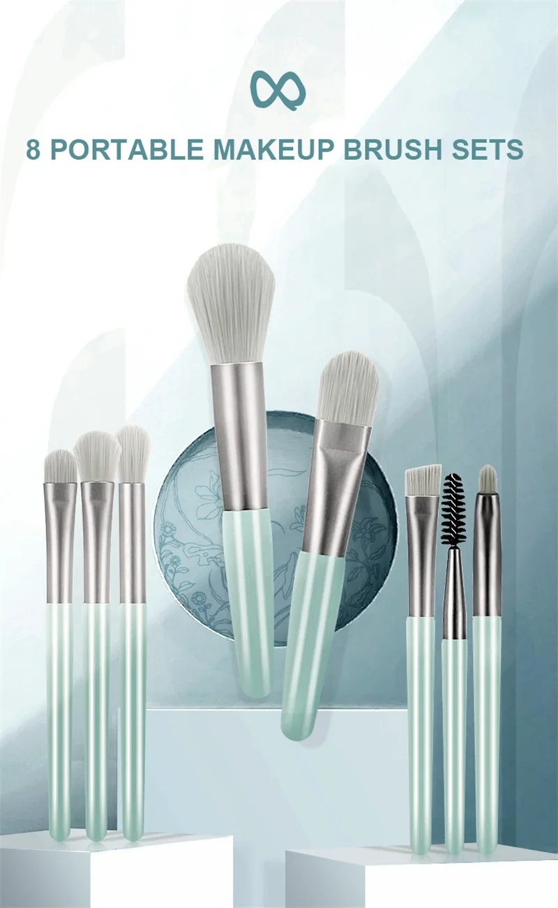 Description Picture 2 of item8Pcs Professional Makeup Brushes Set Cosmetic Powder Eye Shadow Foundation Blush Blending Concealer Beauty Make Up Tool Brushes