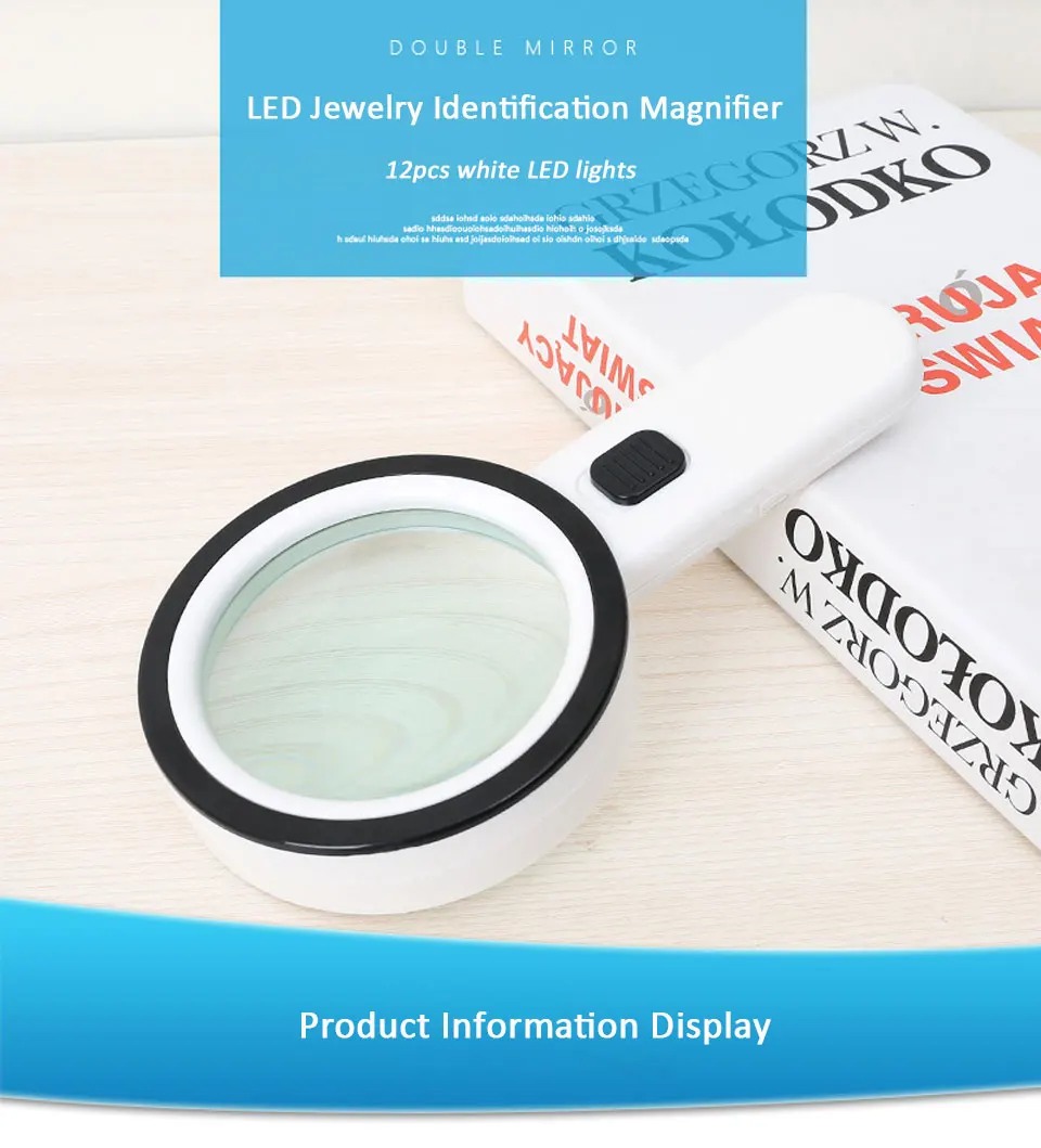 Description Picture 2 of itemHandheld Magnifier 30X Illuminated Magnifying Glass with 12LED Light Reading Magnifying Glass High Magnification Eye Loupe