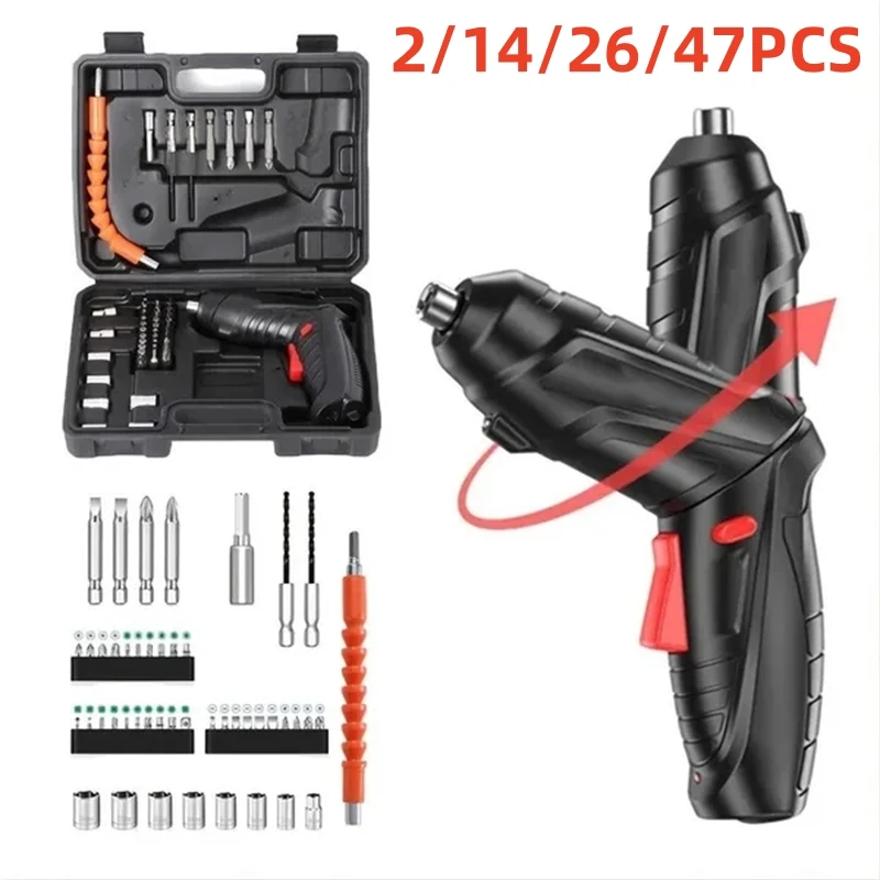 Description Picture 2 of item2/14/26/47PCS Electric Screwdriver Household Small Electric Drill Rechargeable Multi-Functional Lithium Electric Screwdriver Set