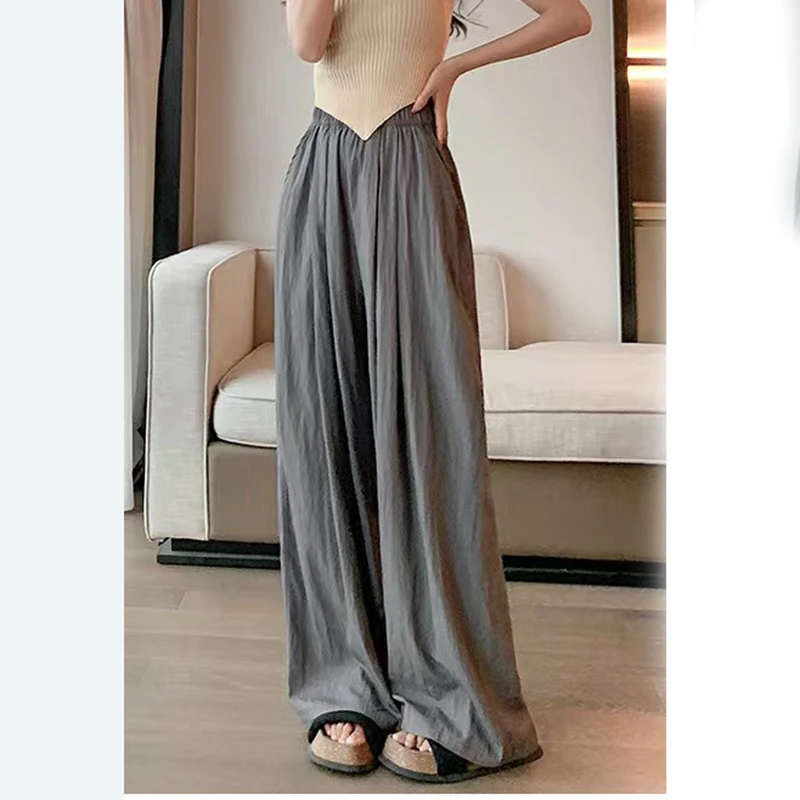 Description Picture 4 of itemGidyq Fashion Folds Women Wide Leg Pants Japan Style Casual Streetwear Loose Pants Harajuku All Match Female Straight Trousers