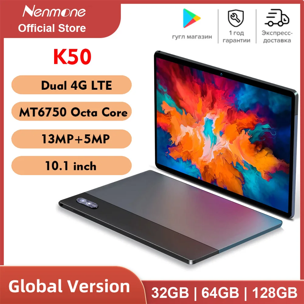 Nenmoone K50 4G Tablet Android Octa Core Cheap 10.1 Inch Tablet 8GB RAM 128GB ROM Tablet GPS For Kids Gift 13MP Camera Type-C