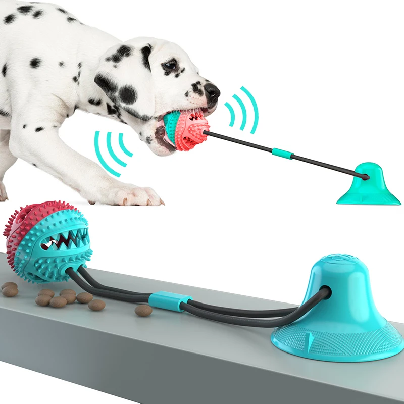 Dog Toys Silicon Suction Cup Tug Interactive Dog Ball Toys Slow Feeder Pet Chew Bite Tooth Cleaning Toothbrush Pet Food Toys