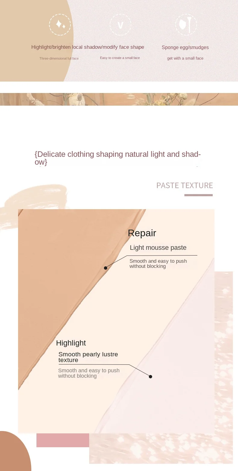 Description Picture 5 of itemNOVO Double Headed Highlight Repair Stick Brighten Face Shadow Contouring Bronzer Concealer Highlighter Pen 3D Makeup Corrector