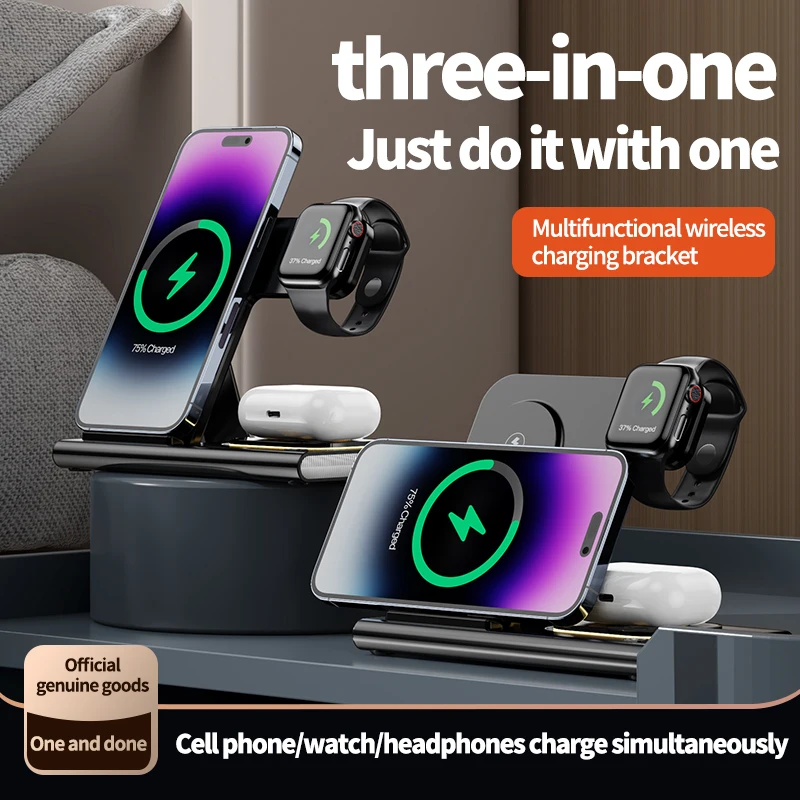 2023 HAAYOT 3 in 1 Wireless Chargers For iPhone 14 13 12 Series Fast Charging Dock Station For Apple Watch 8/7/6 Airpods Samsung