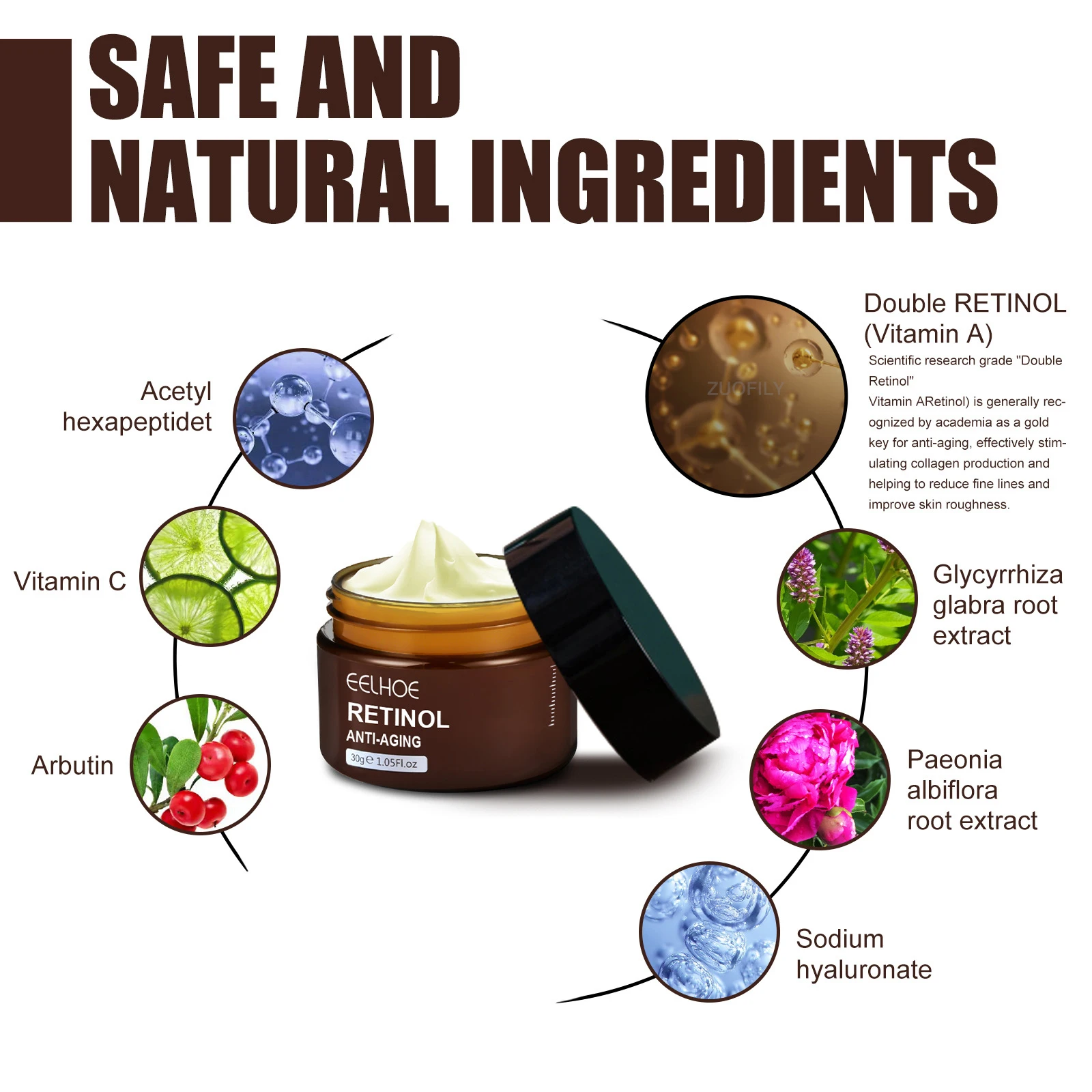 Description Picture 6 of itemRetinol Fade Wrinkle Face Cream Anti-Aging Lifting Firming Skin Care Hyaluronic Acid Moisturizing Whitening Beauty Cosmetics