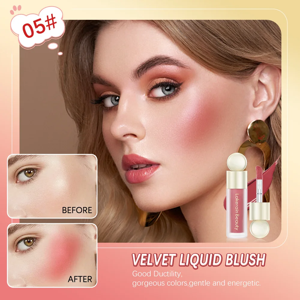 Description Picture 3 of itemLiquid Blush Contour Velvet Matte Blusher Light Up Face Pigment Makeup Natural Moisturizing Rouge Cream Cheek Tint Peach Blush