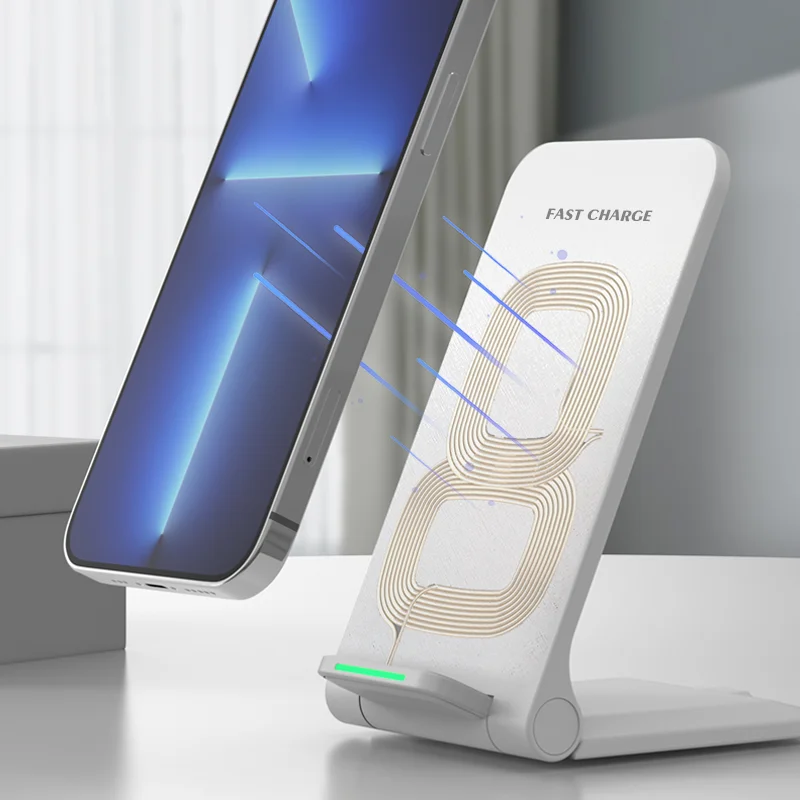 Description Picture 3 of itemFoldable Wireless Charger Stand Pad For iPhone 15 14 13 12 11 X XS Samsung S22 S20 S10 Iconic Brand Fast Charging Station Phone Holder