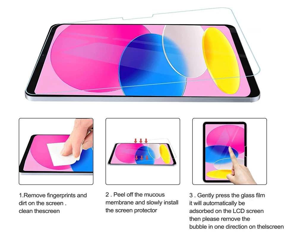 Description Picture 3 of item3Pcs Tempered Glass Screen Protector Cover For Ipad Air 5 4 2022 Pro 11 12.9 2020 9.7 mini 6 Ipad 10.2 6th 5th Gen Tempered Film