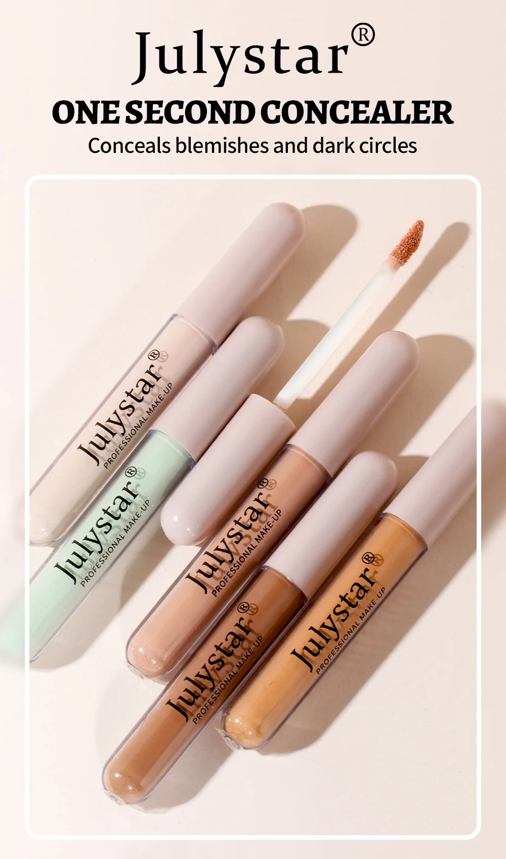 Description Picture 2 of itemJulystar 6 Color Concealer Waterproof Moisturize Oil Control Liquid Concealer Speckle Tattoo Cover Up for All Skin Type Cosmetic