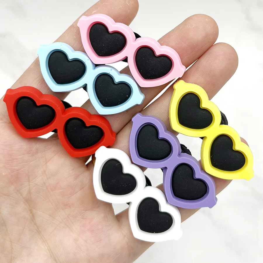 Cartoon Colorful Sunglasses PVC Shoe Charm Sandals Accessories Shoe Buckle Decor Fit Pins Jibz For Crocs Charms Kid Party Gift