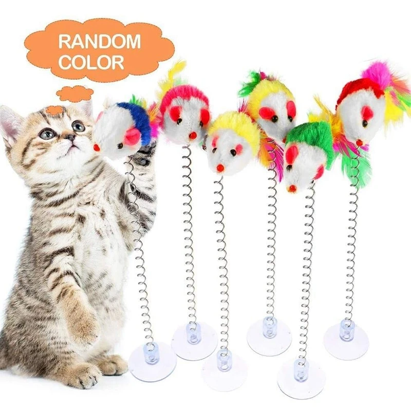 Random Color Funny Interactive Cat Chew Toys Suction Feather Wand Teaser Sucker Toys Cat Supplies Pet Accesorios Para Gatos