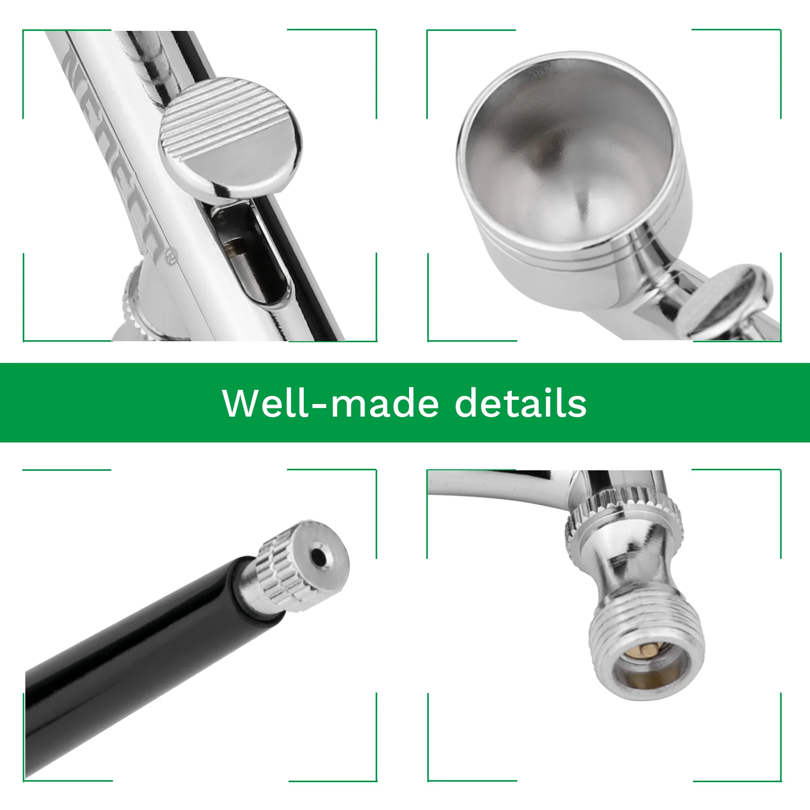 Description Picture 5 of itemNEOECO 130 Gravity Feed Dual Action Airbrush with 0.2 0.3 0.5mm Nozzle Needle Kit Adjustable Quick Disconnect Joint Red Black