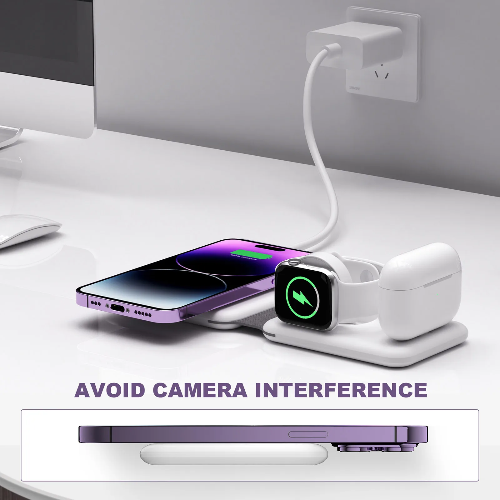 Description Picture 2 of item3 In 1 Magnetic Wireless Charger 15W Fast Foldable Charging Station For iPhone 14/13/12/11/XS/X/8 Apple Watch Series AirPods Pro