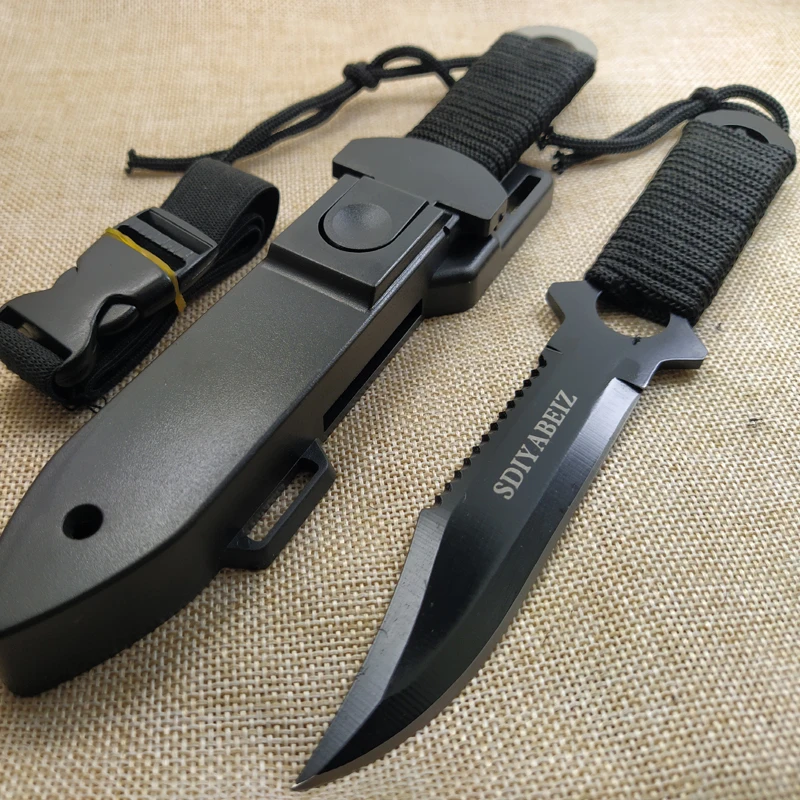Description Picture 2 of itemTactical Fixed Blade 7CR14Mov Blade Steel Handle Outdoor Camping Survival Hunting Utility Knife Military Pocket Tool+ ABS Sheath