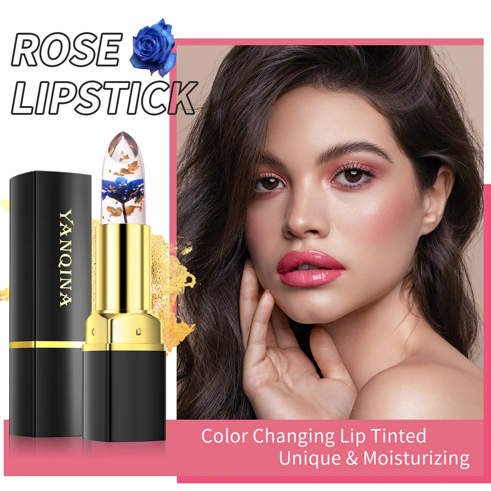 Description Picture 4 of itemFlower Jelly Flower Lipstick Color Change Waterproof Long Lasting Moisturizer Lip Balm Lips Care Women Lips Cosmetics 6 Colors