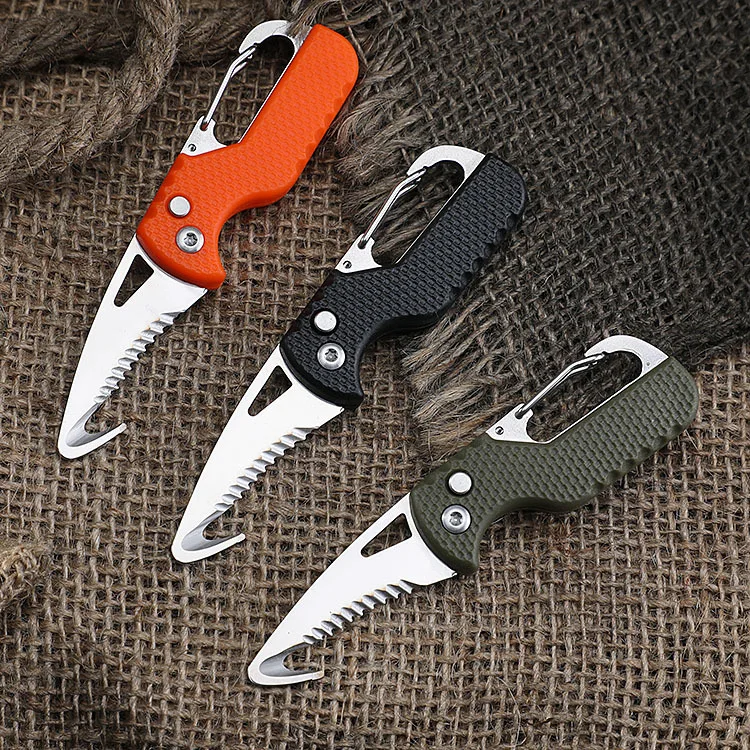 Portable Multifunctional Express Parcel Knife Keychain Serrated Hook Carry on Unpacking Box Opener