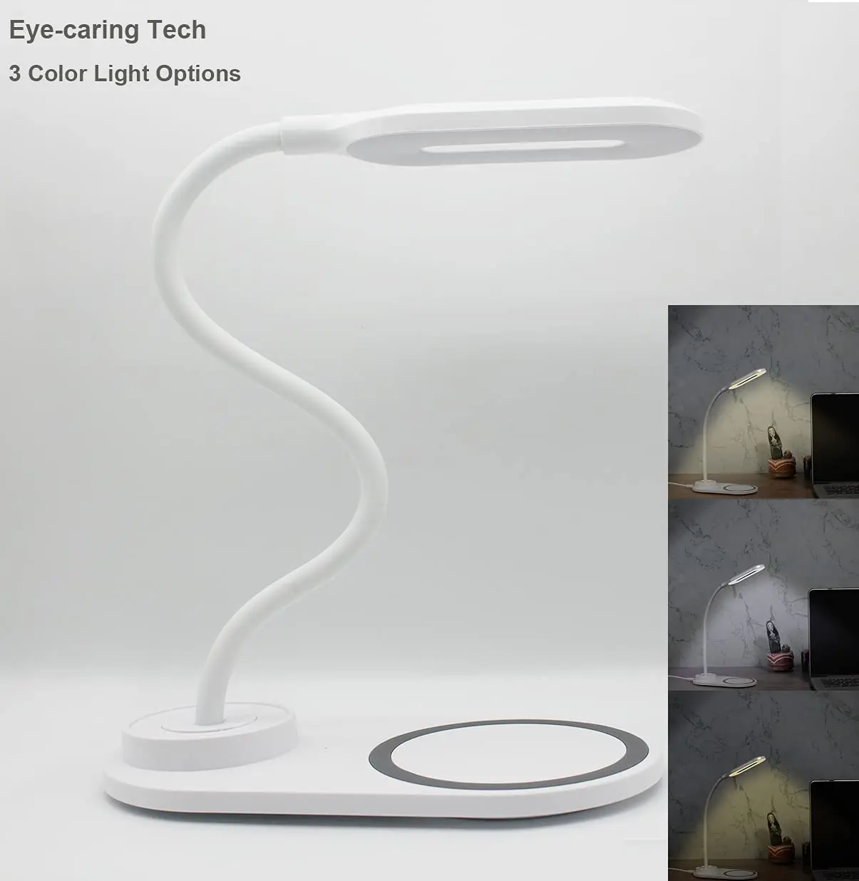 50W Wireless Charging LED Table Lamp For Samsung S20/S10/Note10 Fast Wireless Charger For iPhone 12 11Pro/Xr/Xs/8 Adjustable