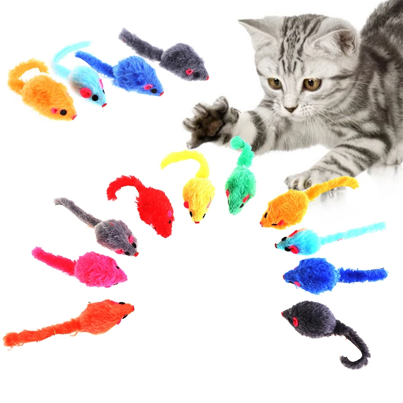 Description Picture 2 of item1/5Pcs Furry Plush Cat Toy Soft Solid Interactive Mice Mouse  for Funny Kitten Pet Cats Playing Scratch Training Game Supplies