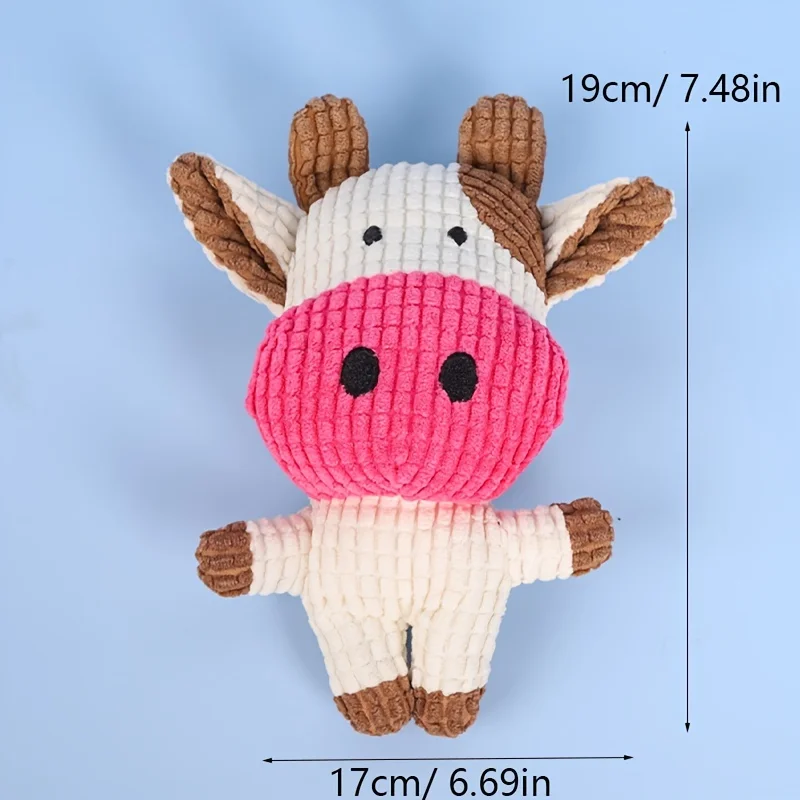 Description Picture 3 of itemCute Plush Toys Squeak Pet Pink Cow Animal Plush Toy Dog Chew Squeaky Whistling Involved Squirrel Dog Toys