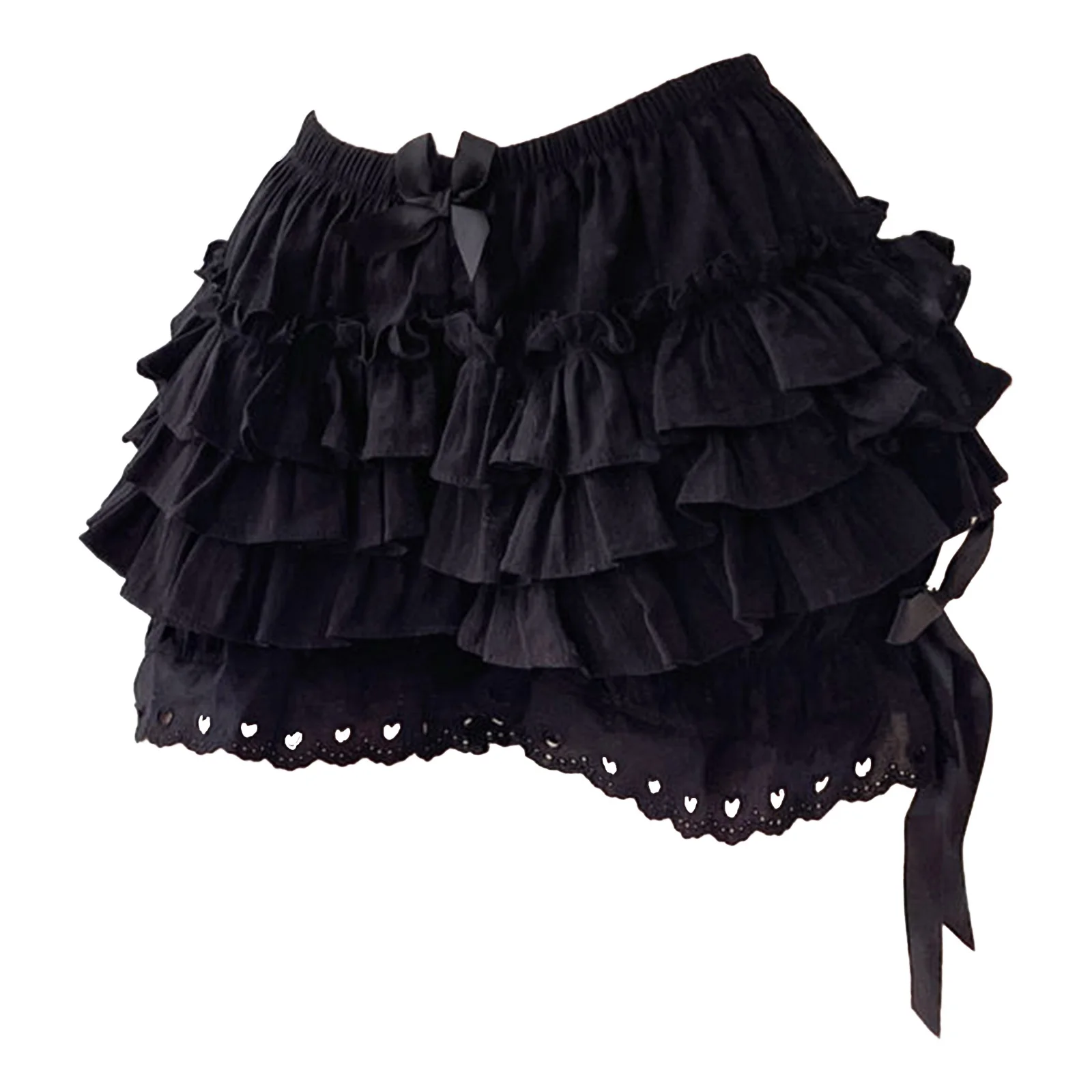 Womens Tiered Frilly Bloomers Shorts Bowknot Ruched Culottes Maid Cosplay Ruffled Panties Victorian Anime Cosplay Costumes