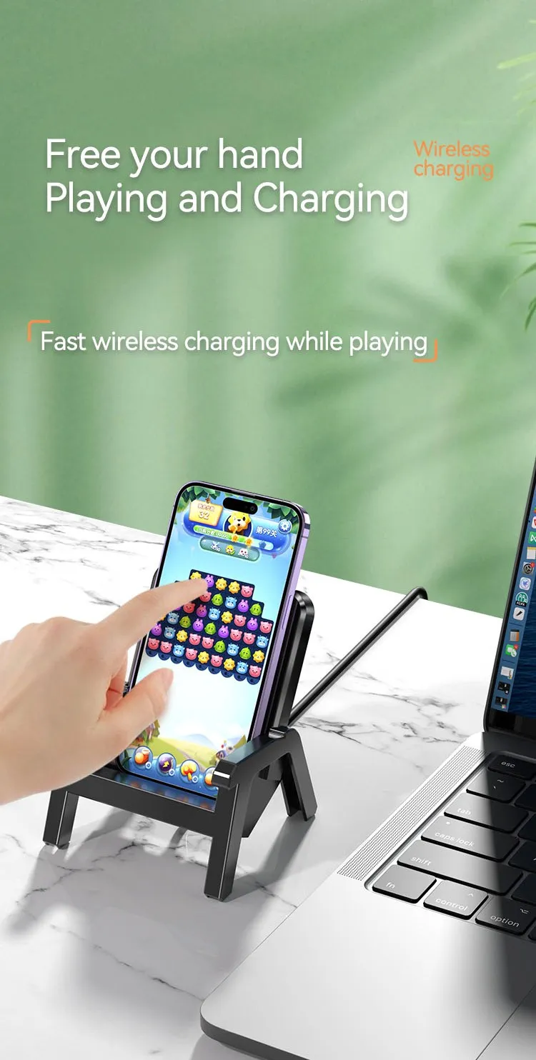 Chair Style Wireless Charger 15W Fast Wireless Charging Bracket Loudspeaker Phone Holder Detachable 3 Purpose Vertical Holder
