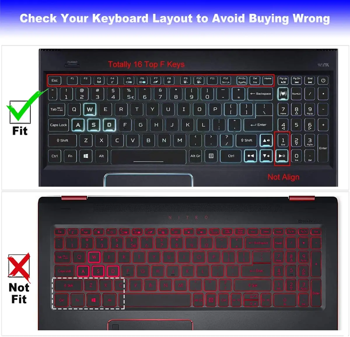 Silicone Laptop Keyboard Cover Accessory For Acer Nitro 5 AN515-58 AN515-54 AN515-55 AN515-56 AN515-57 AN515-46 AN515-45 15.6