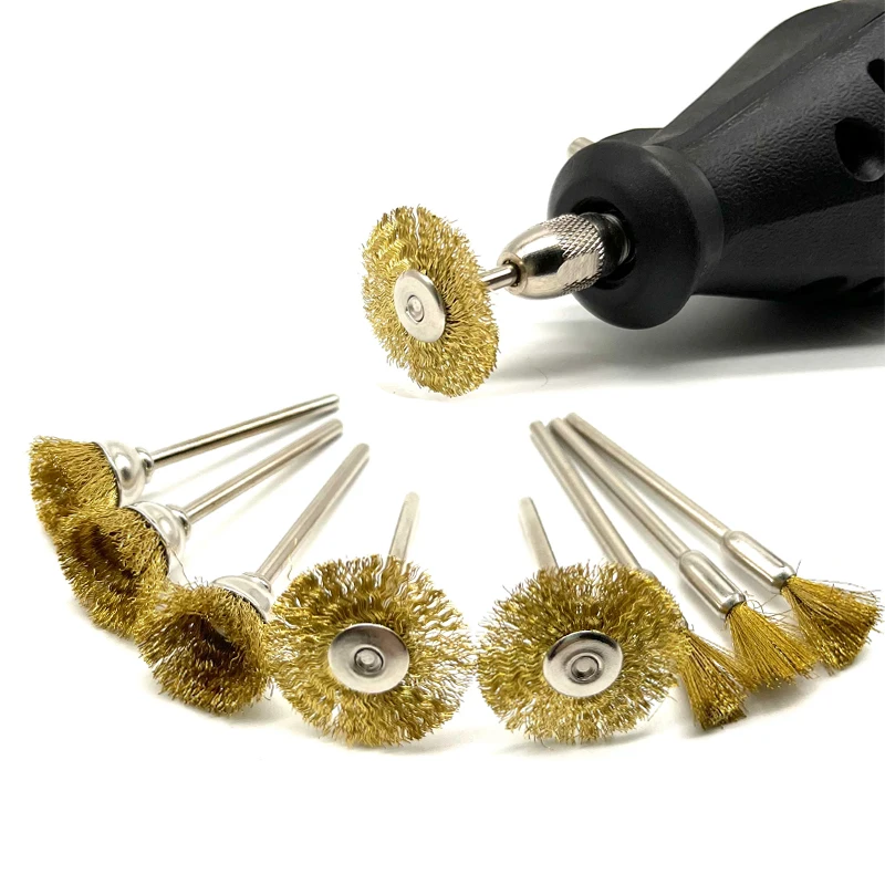 Brass Brush Steel Wire Wheels Brushes Drill Rotary Tools Polishing For Drill Grinding Rotary Tools Metal Rust Removal Brush Set