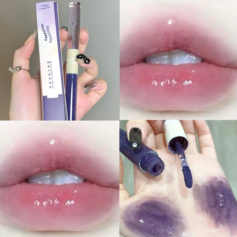 Description Picture 5 of itemDouble-end Water Light Lip Gloss Purple Glitter Mirror Lip Tint Waterproof Not Fade Lasting Moisturizer Lip Plumper Lipsticks