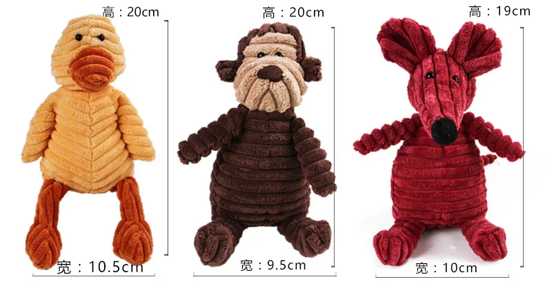 Description Picture 3 of itemPet Dog Molar Toy Vent Training Corduroy Monkey Pig Voice Plush Toy Dog Tooth Cleaning Supplie Dog Toys for Large Dogs