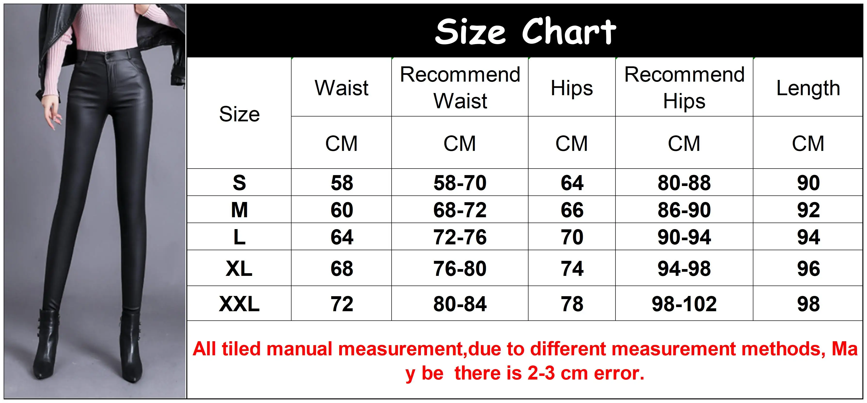 Description Picture 4 of itemBlack PU Leather Pants Women Fall Winter Korean Style Streetwear Slim High Waist Trousers Tights Ankle Pencil Pants for Women