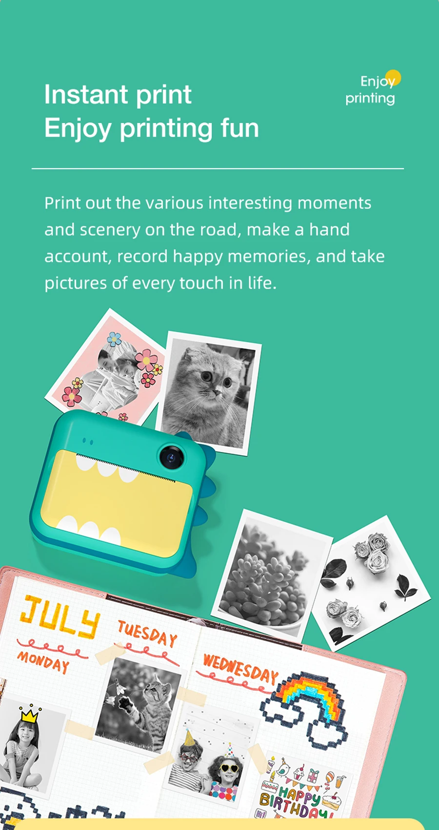 Description Picture 5 of itemChildren Camera Instant Print Camera For Girls Kids Camera Instantane With Thermal Photo Paper Toys Camera For Birthday Gifts