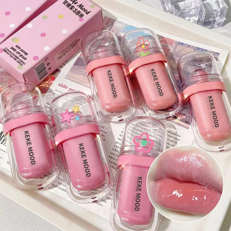 Crystal Glossy Lip Glaze Jelly Mirror Water  Lip Gloss Lasting Moisturizing Sexy Lip Tint Korean Lip Glaze Girl Beauty Cosmetics