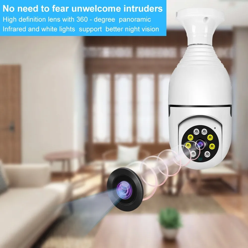 Description Picture 6 of itemE27 Bulb Wifi Surveillance Camera 4x Digital Full Color Automatic Body Tracking IP Wifi Camera HD Night Vision Baby Monitor