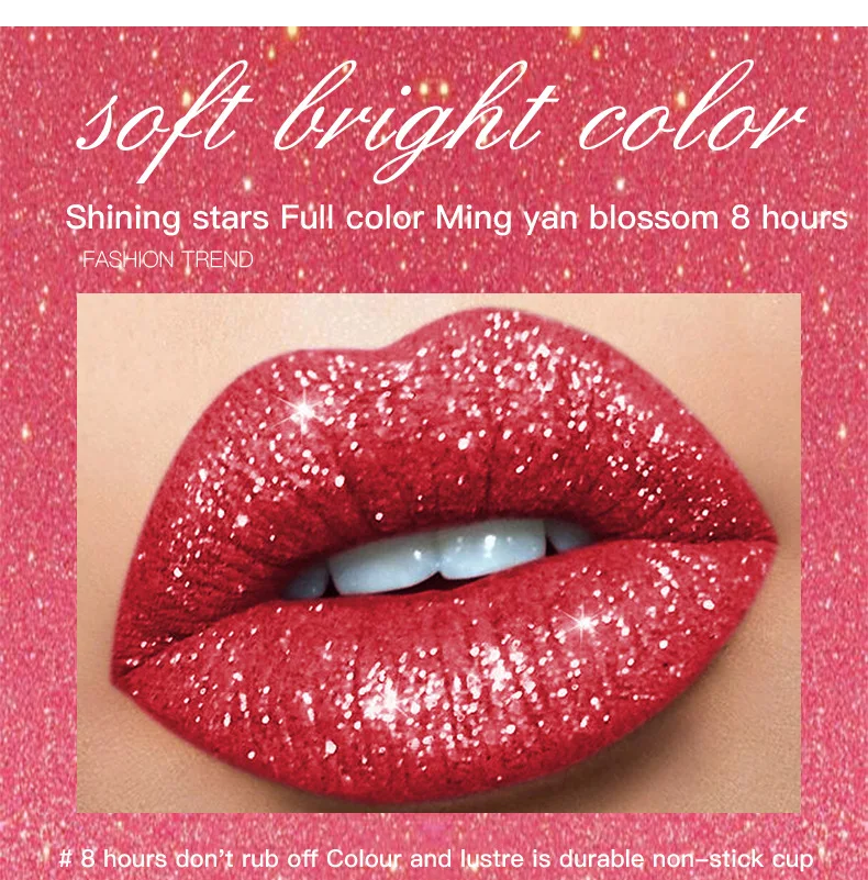 Description Picture 6 of itemON SALE-18 Colors Shimmer Glitter Lip Gloss Matte Glitter Liquid Lipstick Waterproof Diamond Pearl Colour Lipgloss Tint Make Up