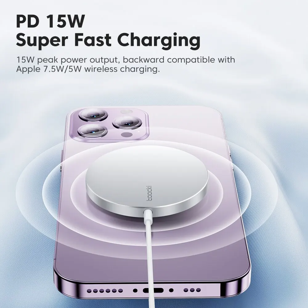 Toocki Magnetic Wireless Charger 15W Fast Charging Wireless Magsafe Charger For iPhone 15 14 13 Pro Max Mini Phone Charger