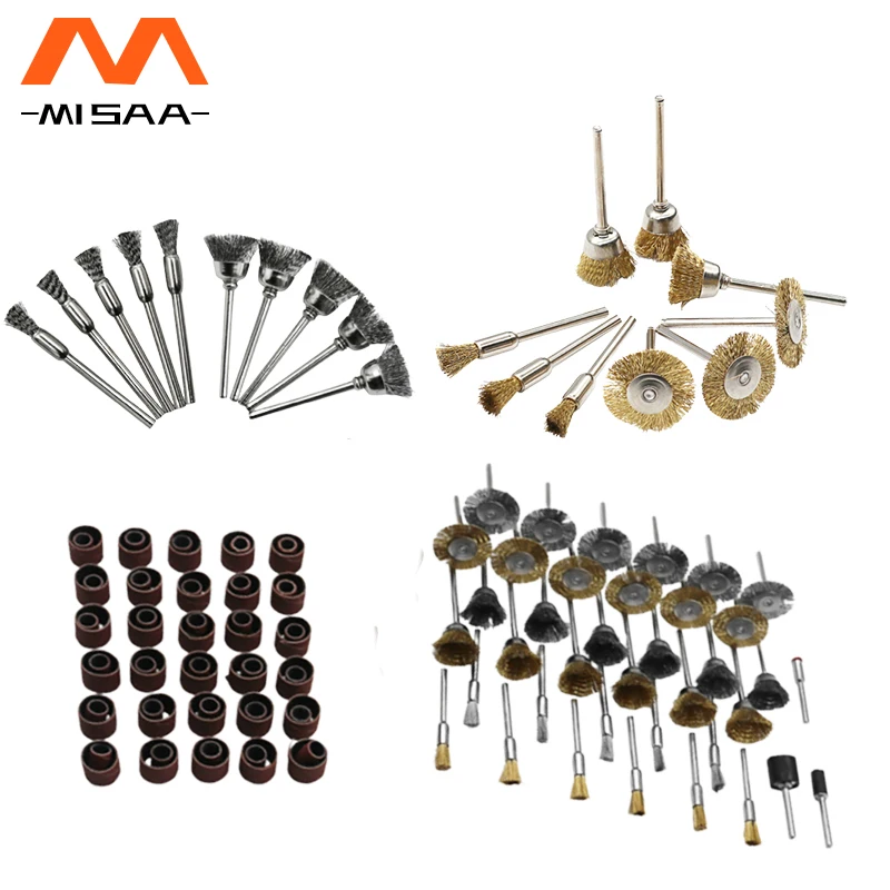 Brass Brush Steel Wire Wheels Brushes Drill Rotary Tools Polishing For Drill Grinding Rotary Tools Metal Rust Removal Brush Set