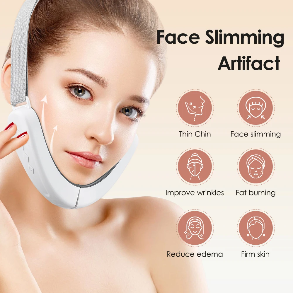 Micro-current Face Lifting Machine Belt EMS Skin Massager Home Use Beauty Devices with Voice 5-Mode 12-Level V-Line Chin Tighten