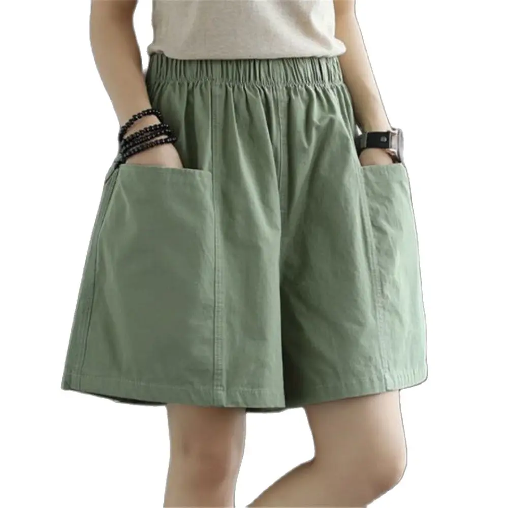 Summer Womans Shorts High Waist Cotton Loose Casual Thin Shorts Wide Leg Straight Sport Short Skirts Outdoor Short Pants Capris