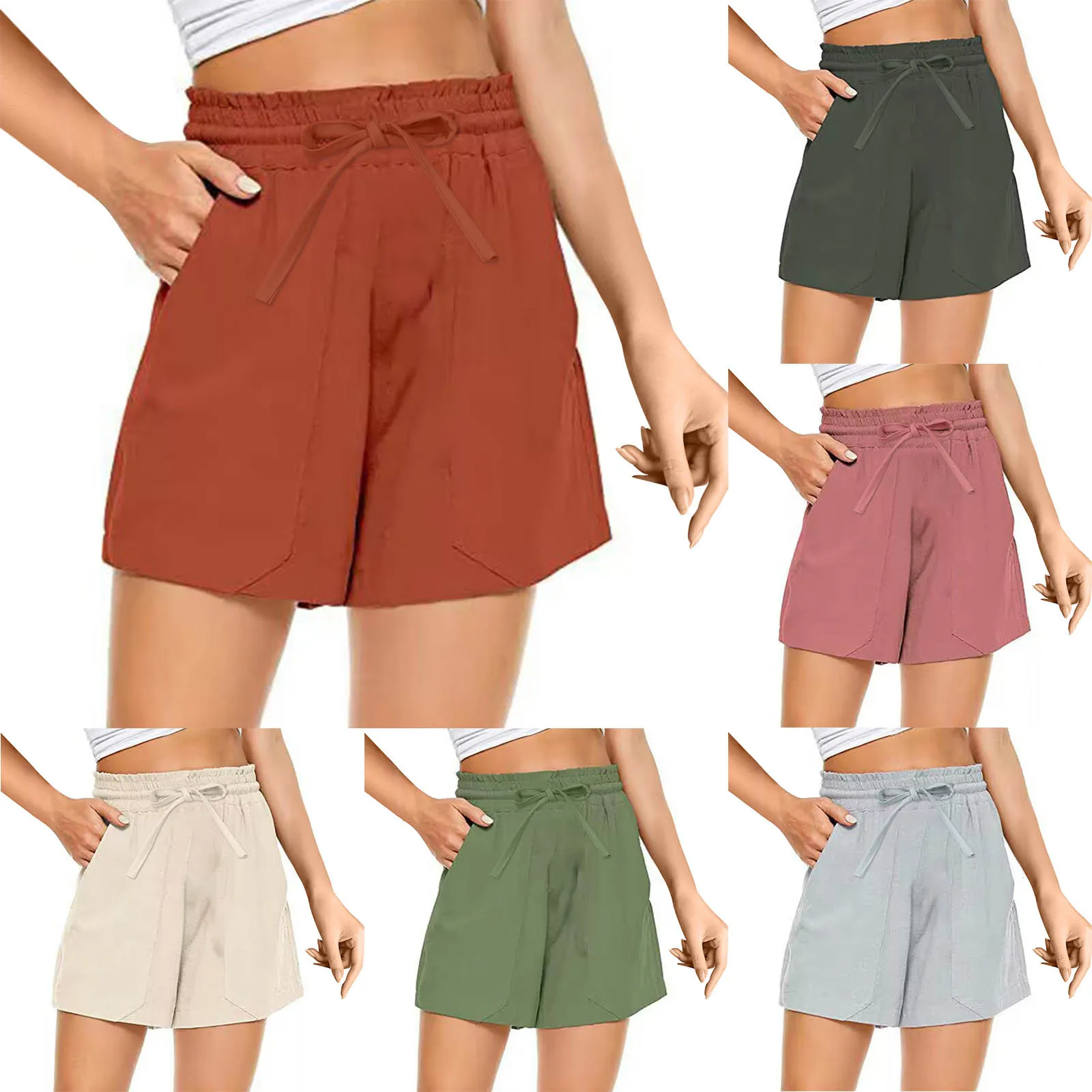 Description Picture 2 of itemNew Short Pants For Women Fashion Summer Everything Matching Loose Shorts Elastic Waist Shorts Vintage Trousers Pantalones