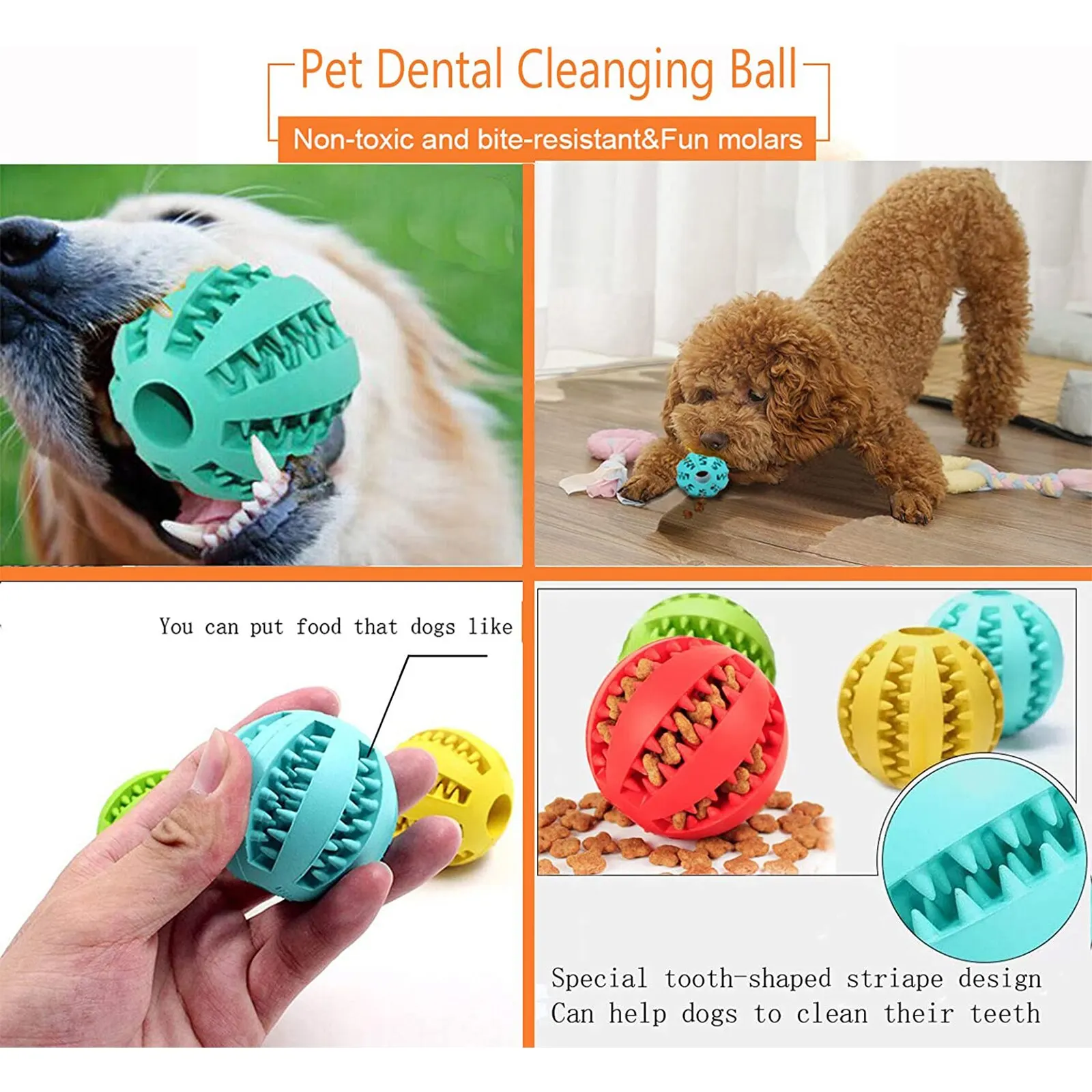Description Picture 3 of itemDog Teething Toys Ball Nontoxic Durable Dog IQ Puzzle Chew Toys for Puppy Small Large Dog Teeth Cleaning Chewing Playing